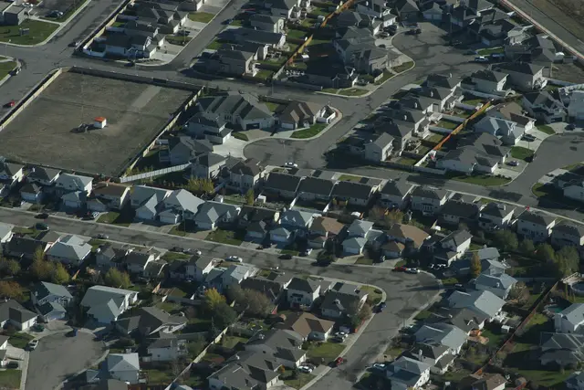 Aerial view of a residential neighbourhood