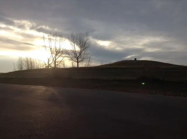 The Pilot Butte hill at sunset