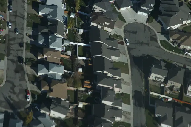 Aerial view of a residential neighbourhood